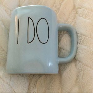 Rae Dunn blue coffee mug “I Do”. Wedding fiancé newly engaged or married